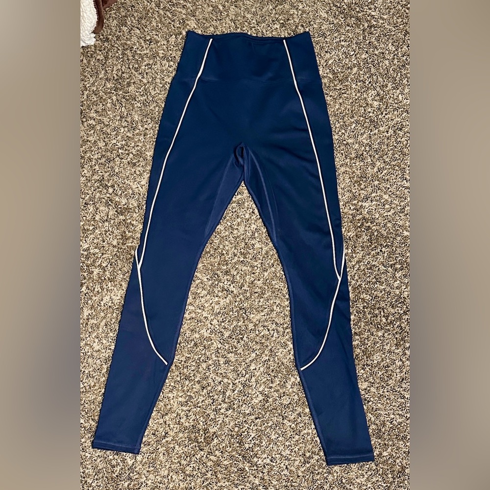 Fabletics Deep Blue Leggings with White Accents - Picture 8 of 10